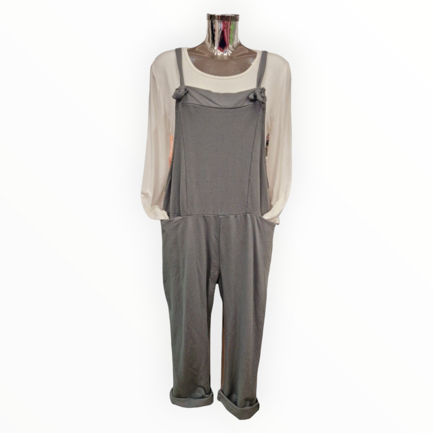 Plain Dungarees - Grey