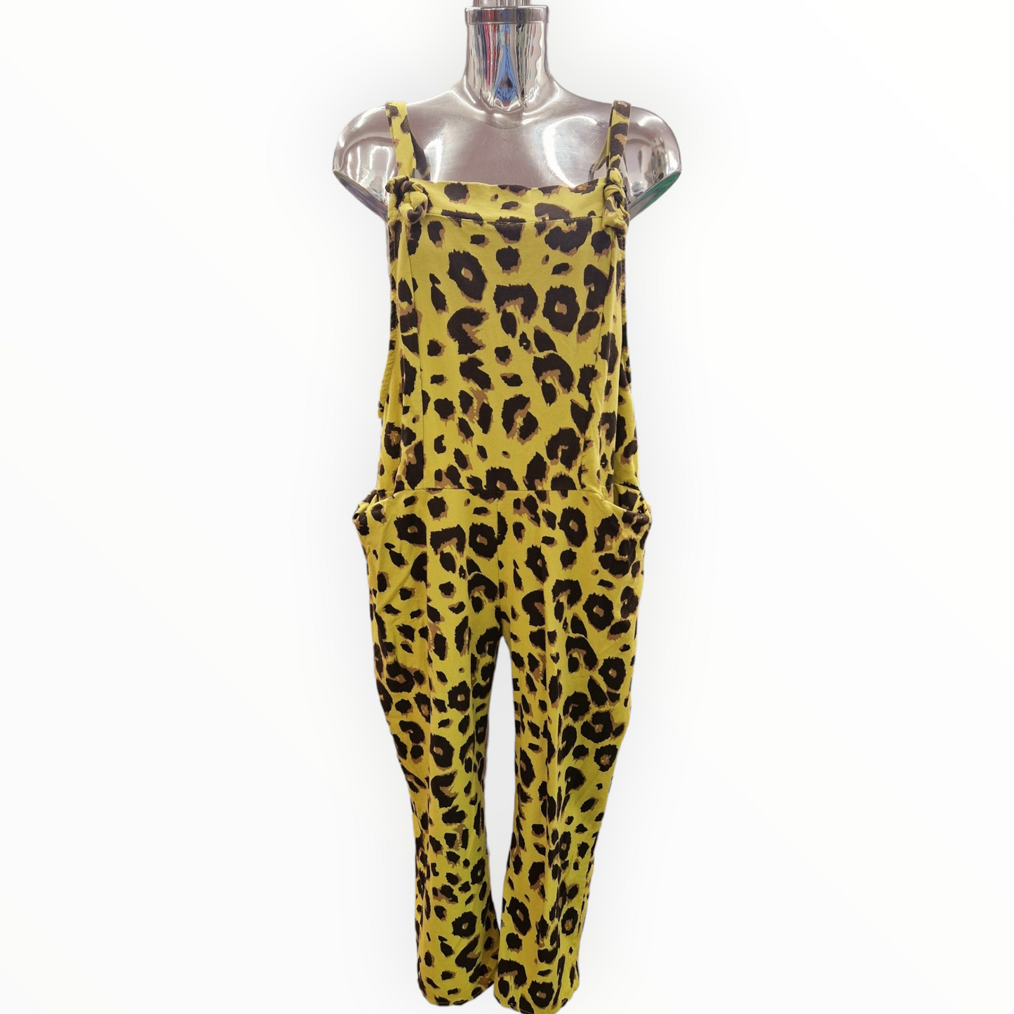 Leopard Dungarees - Lime