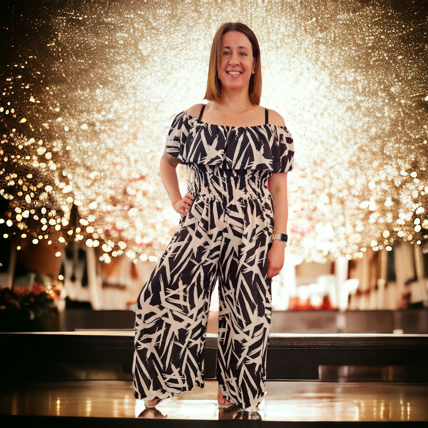 Vicki Jumpsuit - Black Abstract